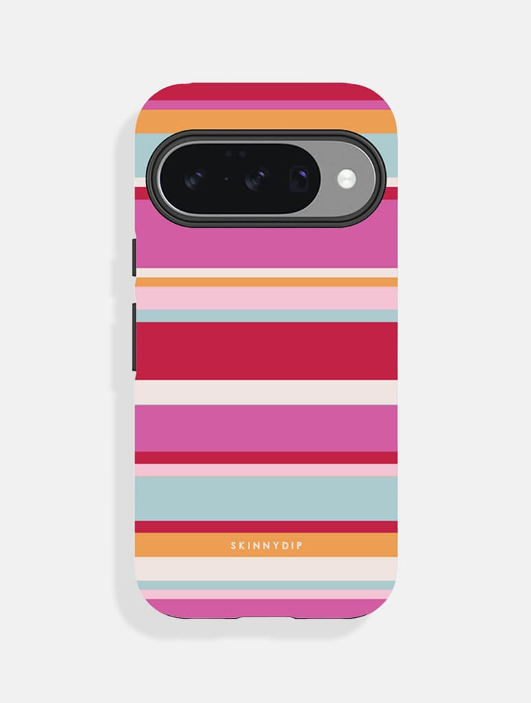 Horizontal Stripes Pink Red Orange Blue Ultra Protective Google Pixel Case - Image 1