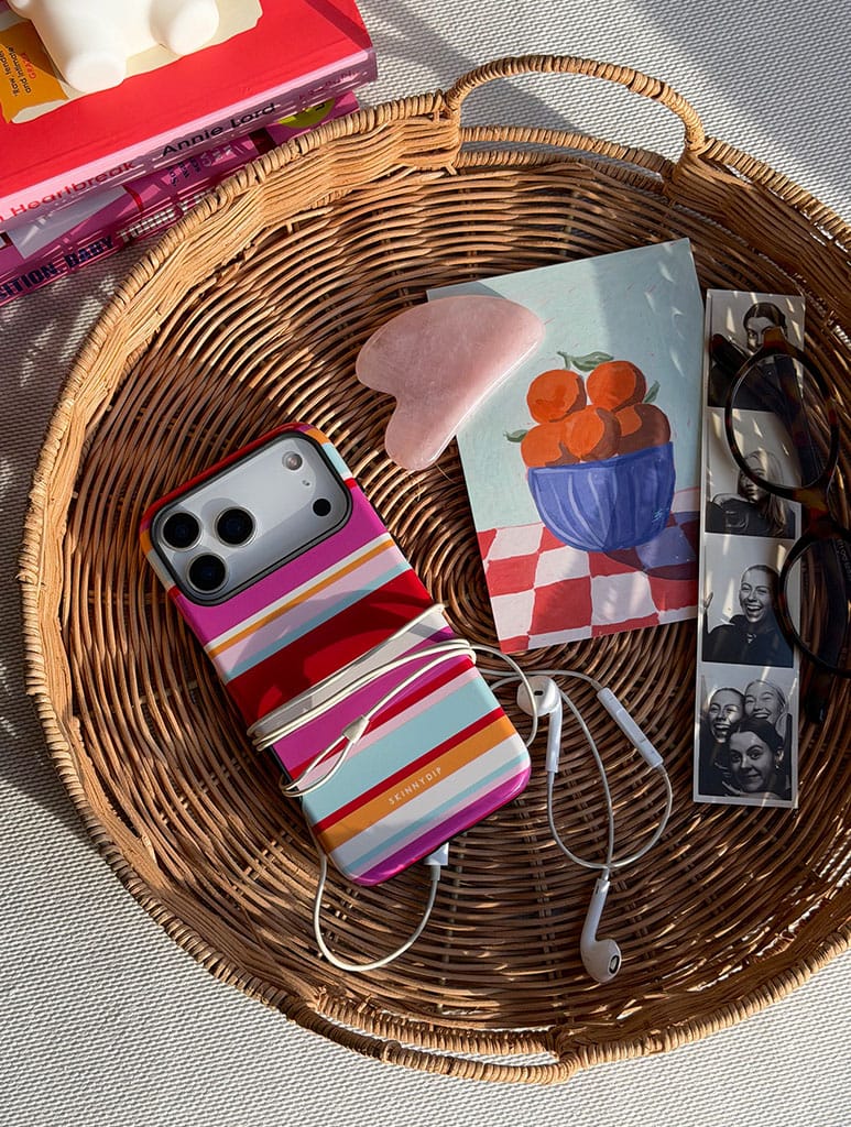 Horizontal Stripes Pink Red Orange Blue Ultra Protective iPhone Case