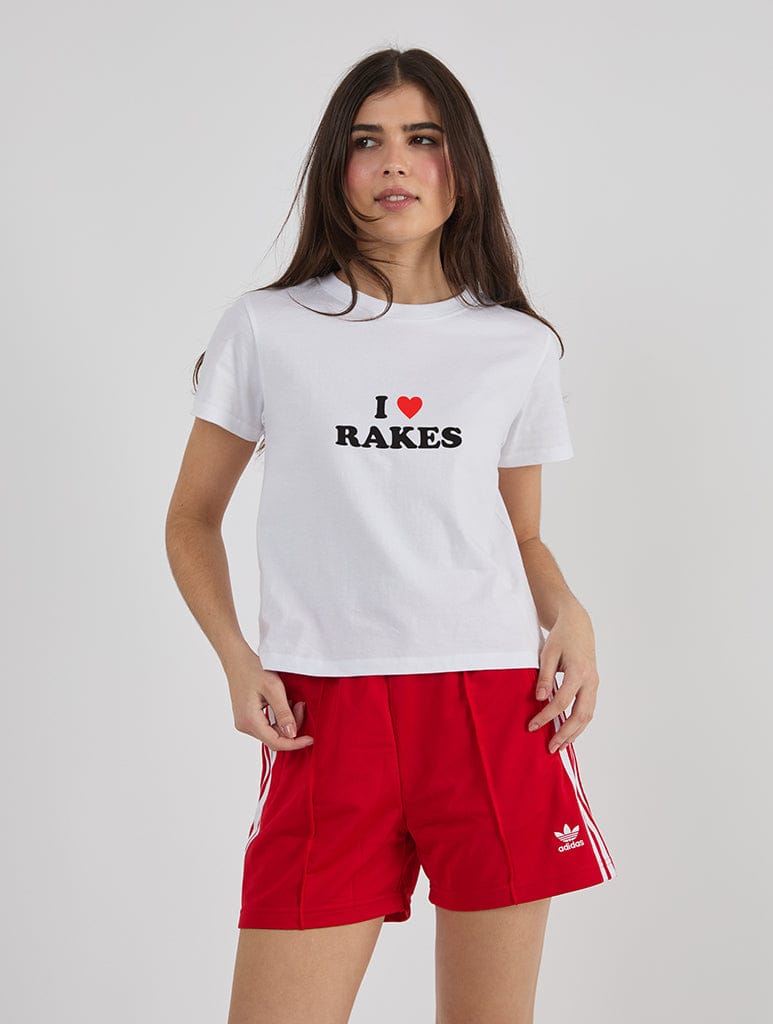 I Love Rakes Baby T-Shirt In White - Image 1