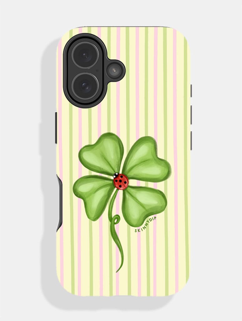 Ladybird 4 Leaf Clover Stripe Ultra Protective iPhone Case - Image 1