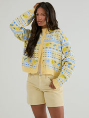 Lemon Yellow Stripe Knitted Cardigan