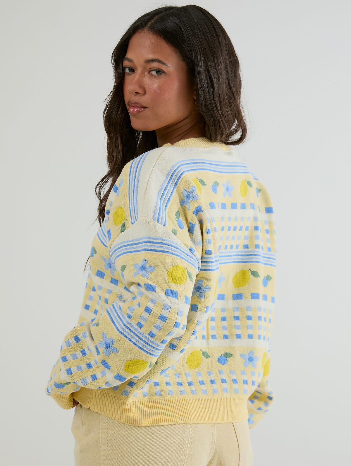 Lemon Yellow Stripe Knitted Cardigan - Image 8