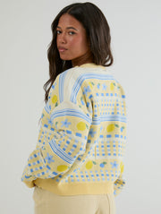 Lemon Yellow Stripe Knitted Cardigan