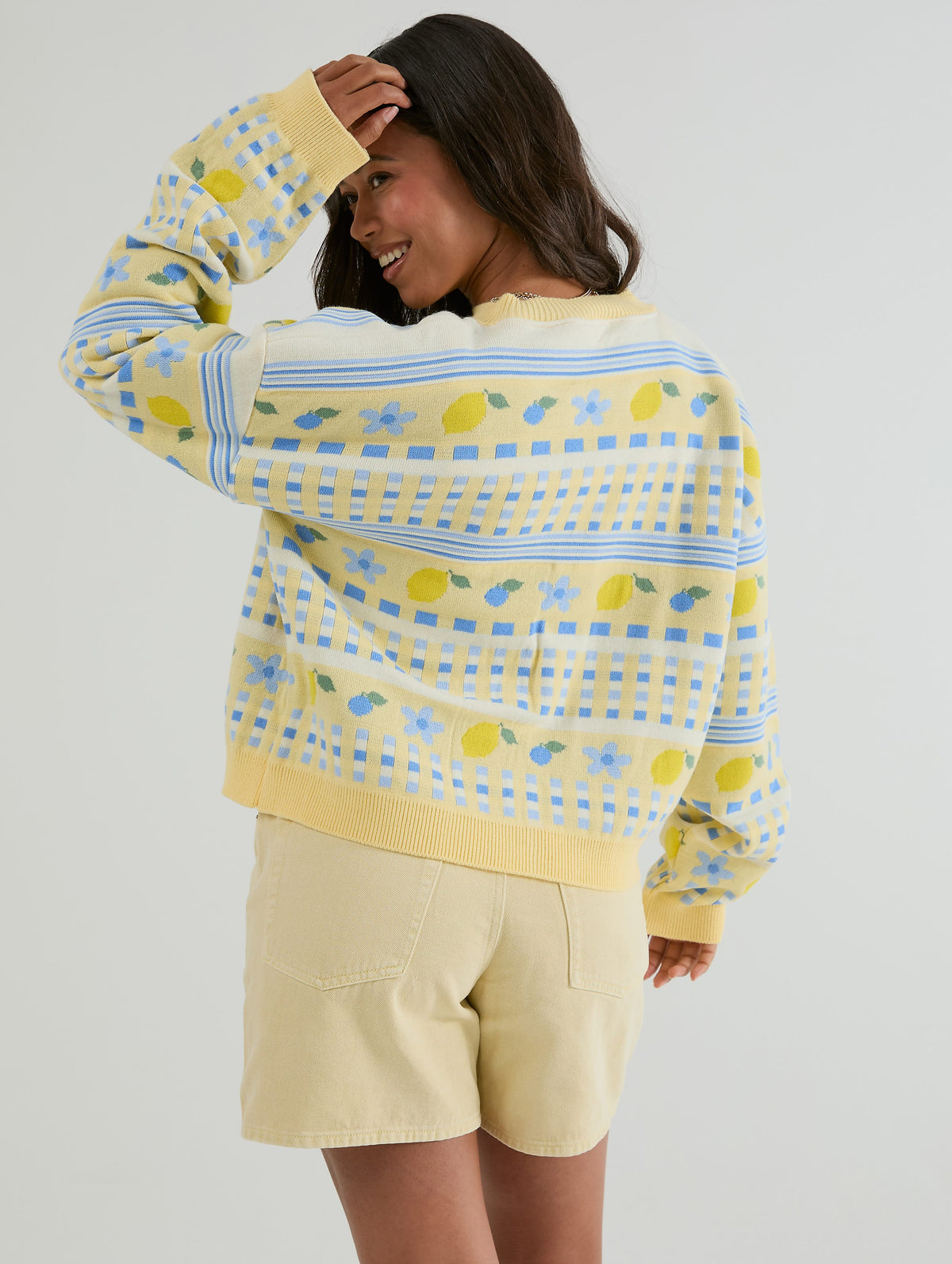 Lemon Yellow Stripe Knitted Cardigan - Image 7
