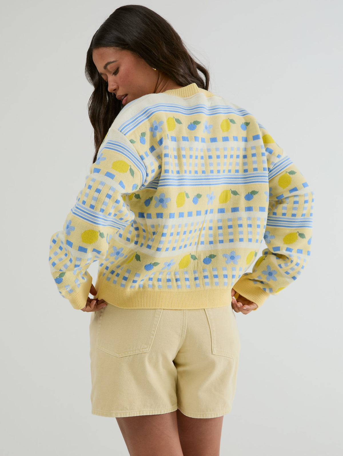 Lemon Yellow Stripe Knitted Cardigan - Image 6