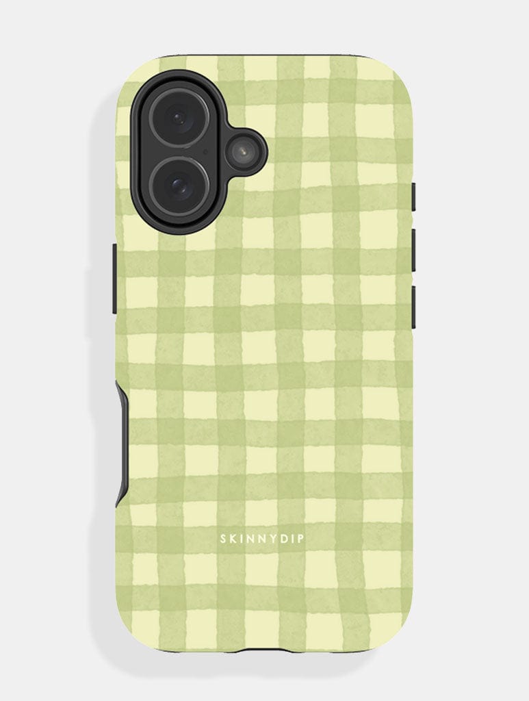Light Green Gingham Ultra Protective iPhone Case - Image 1