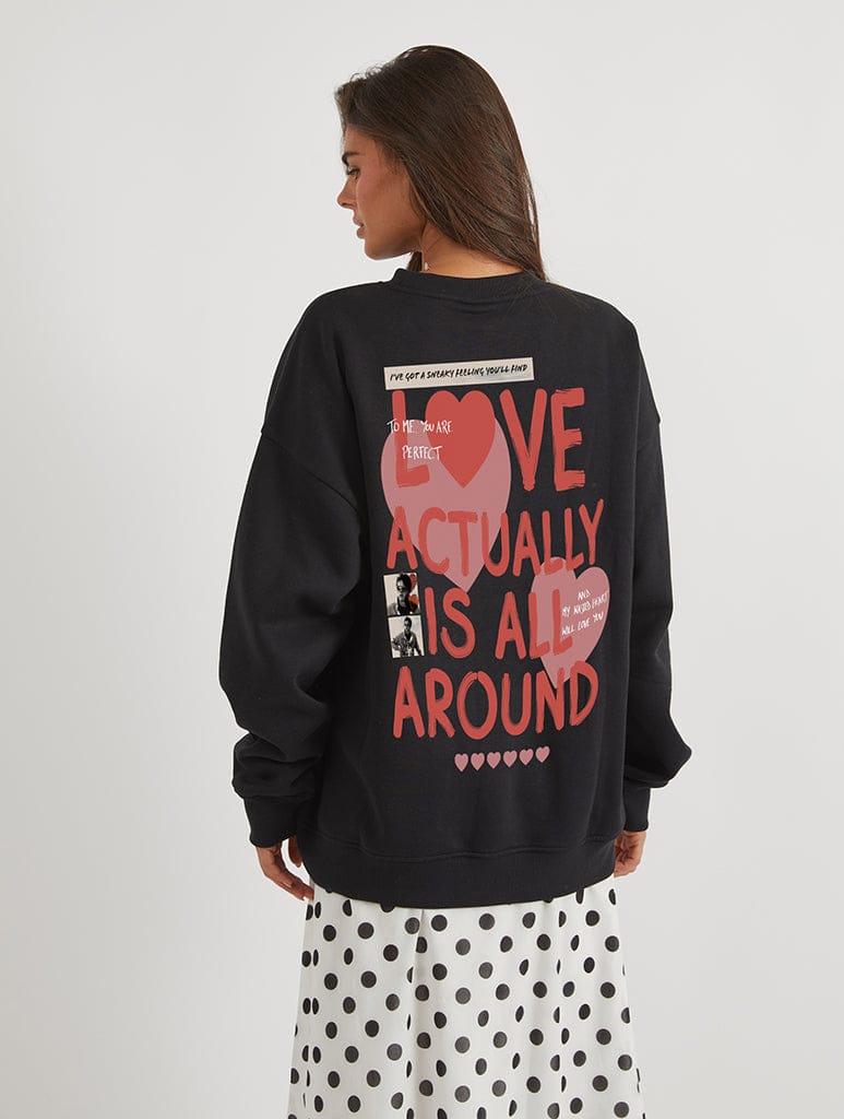 Love Actually x Skinnydip Love Is All Around Sweatshirt In Black - Image 1
