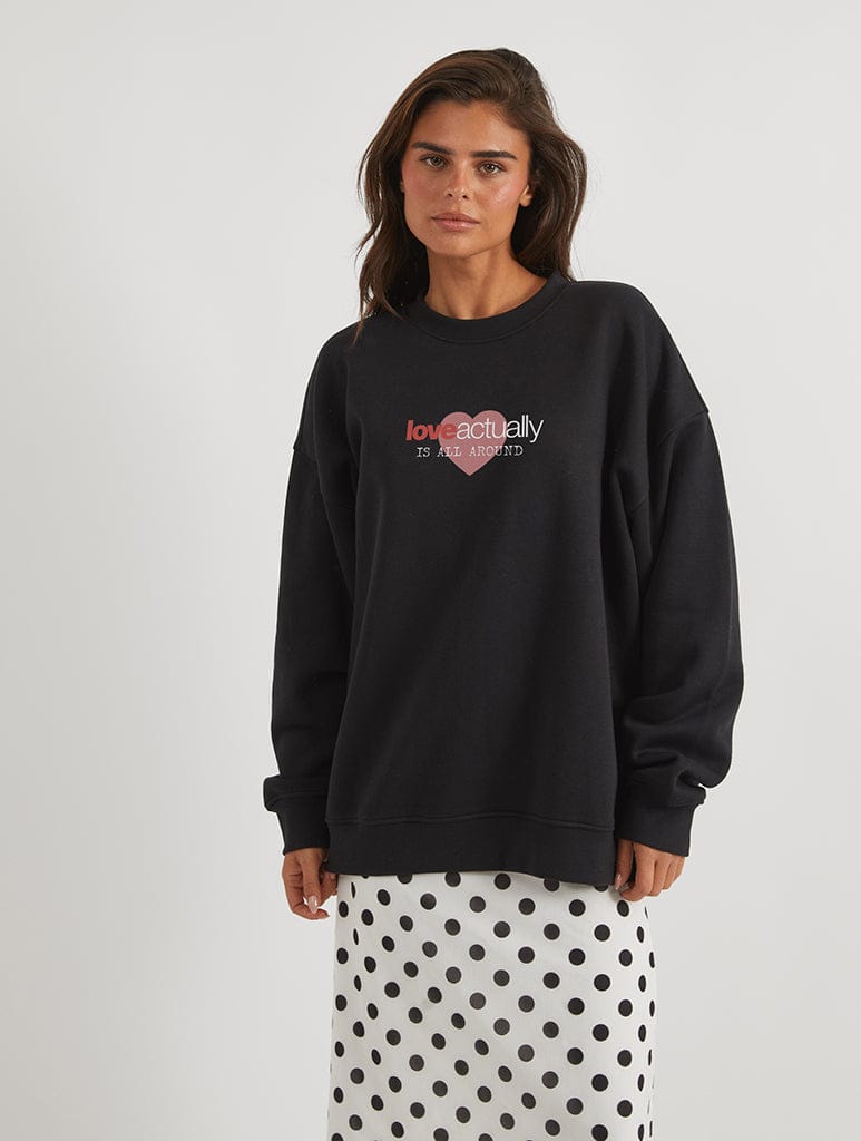 Love Actually x Skinnydip Love Is All Around Sweatshirt In Black