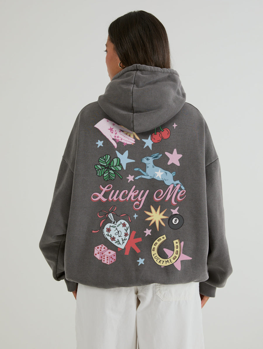 Lucky Me Hoodie In Acid Wash - Image 1