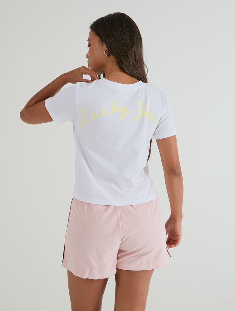Lucky You Locket Baby T-Shirt In White - Image 3