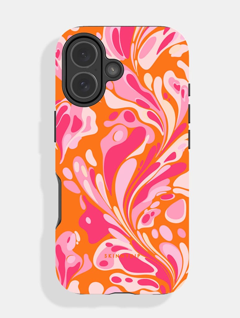 Marble Swirl Orange Ultra Protective iPhone Case - Image 1