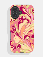 Marble Swirl Pink Yellow Green And Orange Ultra Protective iPhone Case