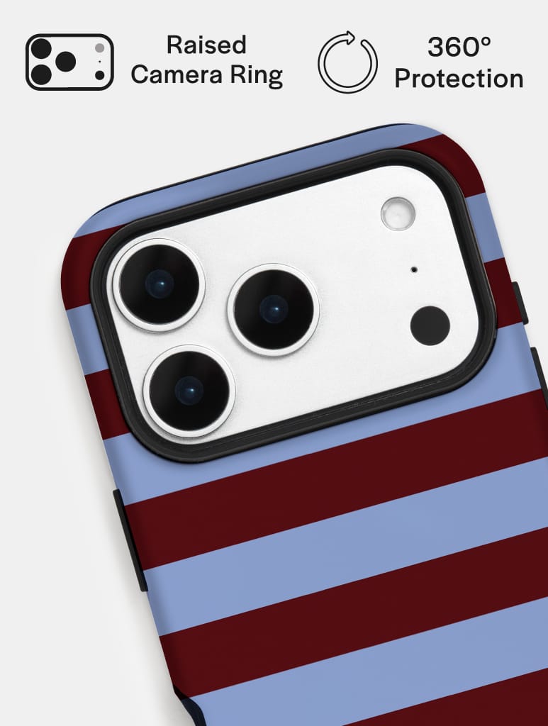Maroon and Blue Stripes Ultra Protective iPhone Case - Image 5