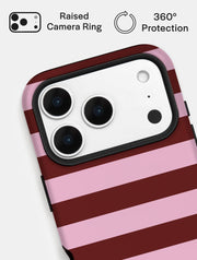 Maroon and Pink Stripes Ultra Protective iPhone Case