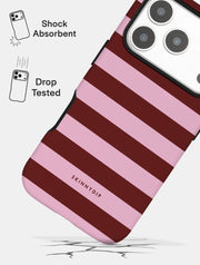 Maroon and Pink Stripes Ultra Protective iPhone Case