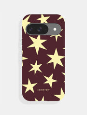 Maroon and Yellow Ditsy Star Ultra Protective Google Pixel Case