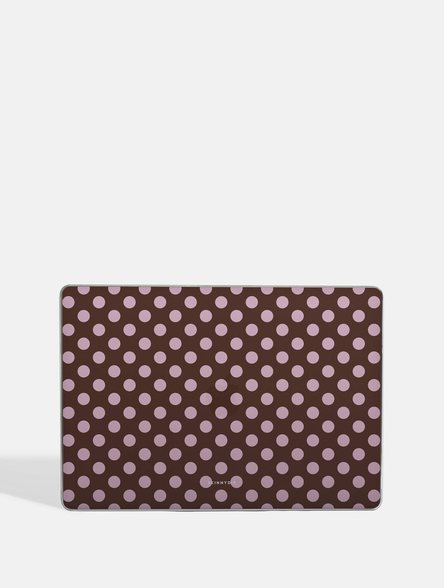 Maroon Pink Large Polka Dot MacBook Case - Image 1