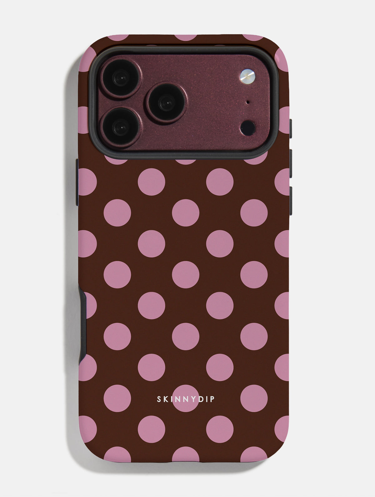 Maroon Pink Large Polka Dot Ultra Protective iPhone Case - Image 1