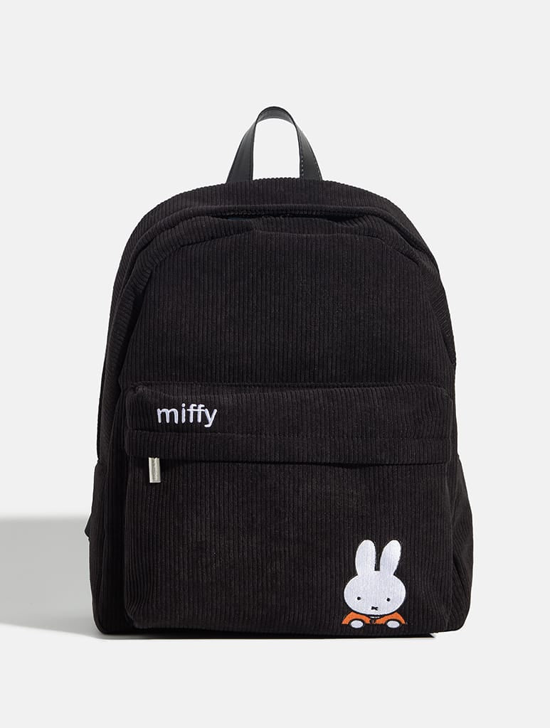 Miffy x Skinnydip Pocket Black Cord Backpack - Image 1