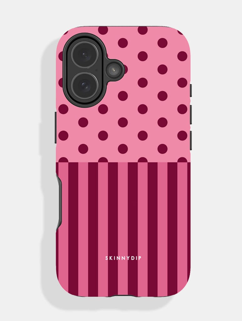Mixed Pattern Pink And Burgundy Ultra Protective iPhone Case - Image 2