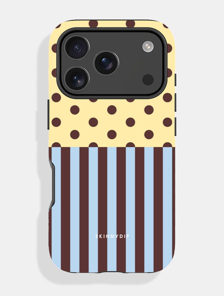 Mixed Pattern Yellow Blue And Brown Ultra Protective iPhone Case - Image 1
