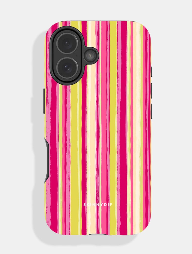 Multi Stripe Green And Pink Ultra Protective iPhone Case - Image 1