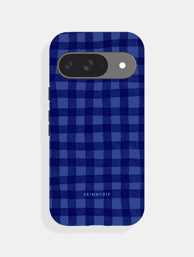 Navy Blue Gingham Ultra Protective Google Pixel Case - Image 1