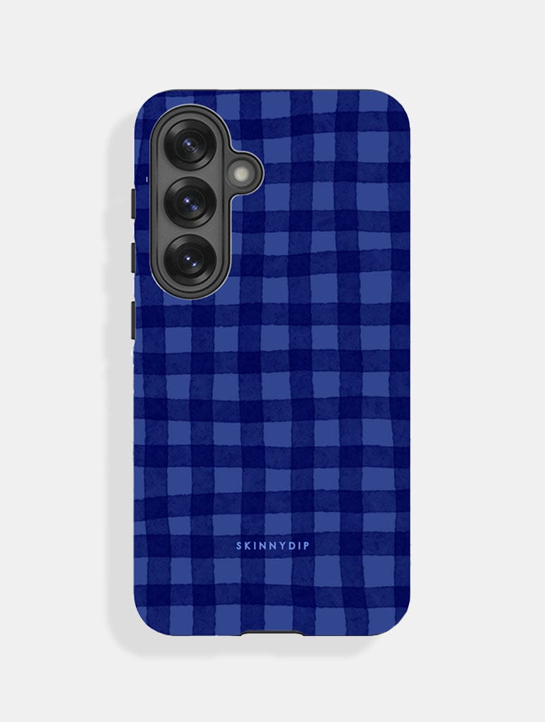 Navy Blue Gingham Ultra Protective Samsung Case - Image 1