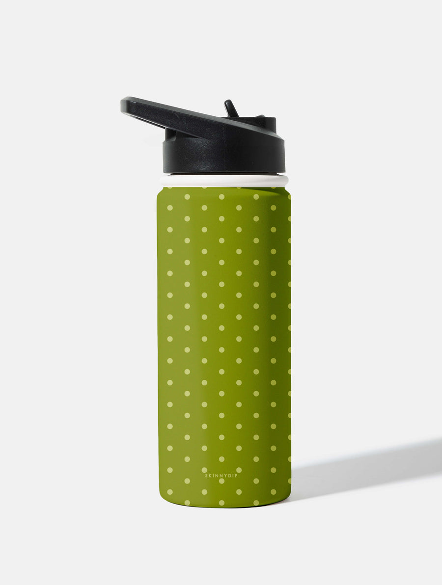 Olive Green Mini Dots 18oz Stainless Steel Water bottle