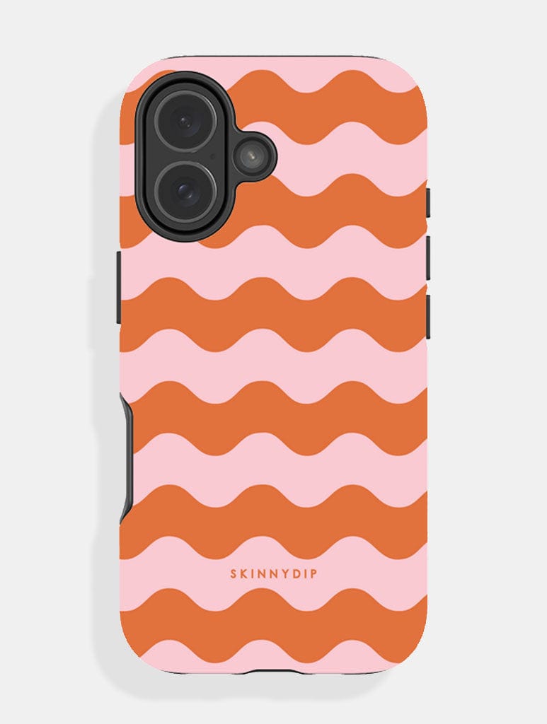 Orange and Pink Wavey Lines Ultra Protective iPhone Case - Image 1