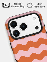 Orange and Pink Wavey Lines Ultra Protective iPhone Case