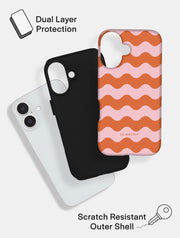 Orange and Pink Wavey Lines Ultra Protective iPhone Case