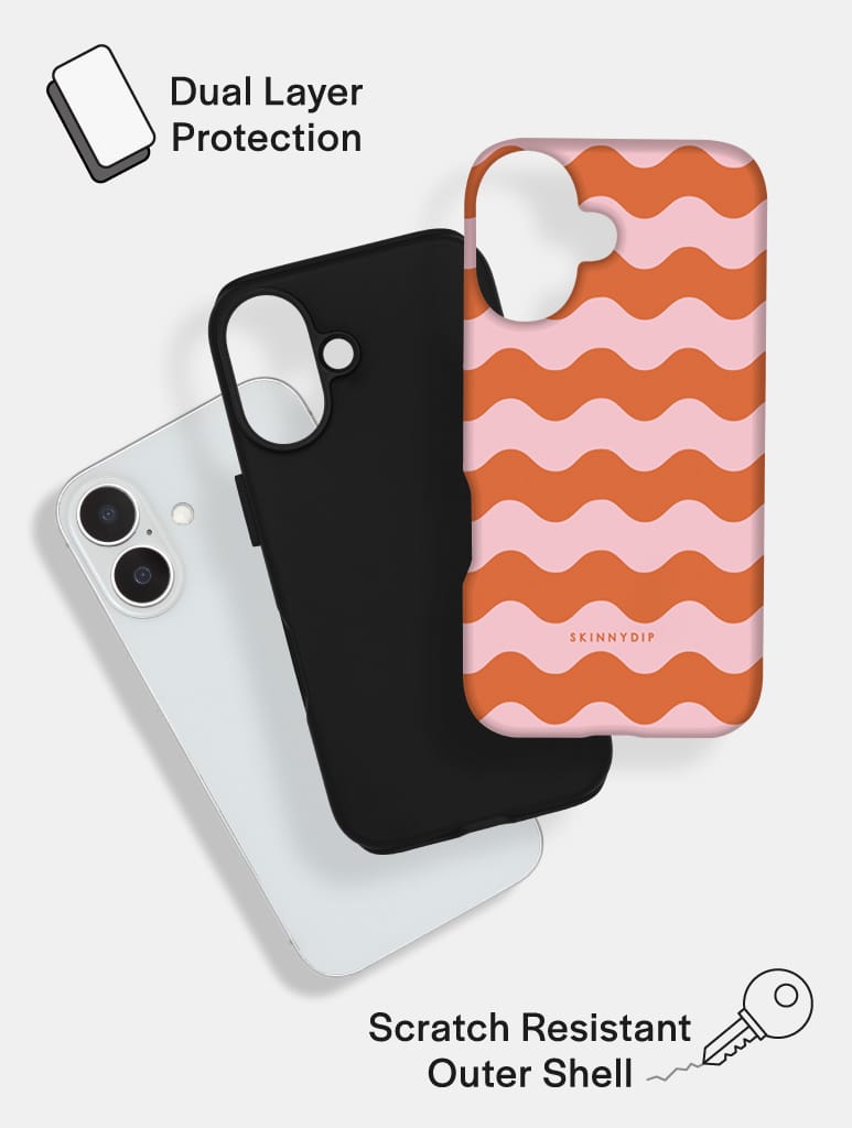 Orange and Pink Wavey Lines Ultra Protective iPhone Case