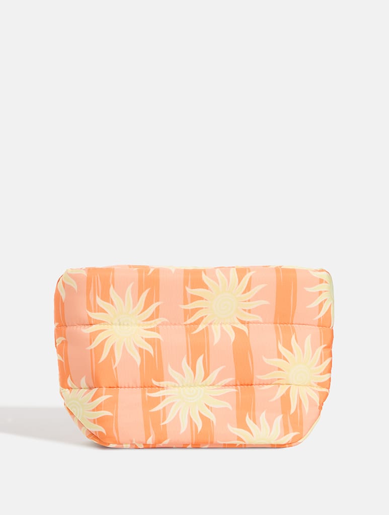 Orange Sunshine Stripe Pillow Pouch Makeup Bag - Image 5
