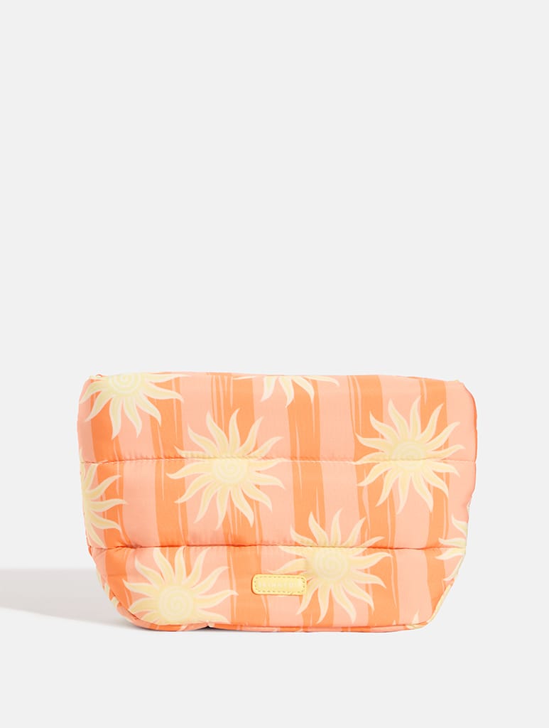 Orange Sunshine Stripe Pillow Pouch Makeup Bag - Image 1