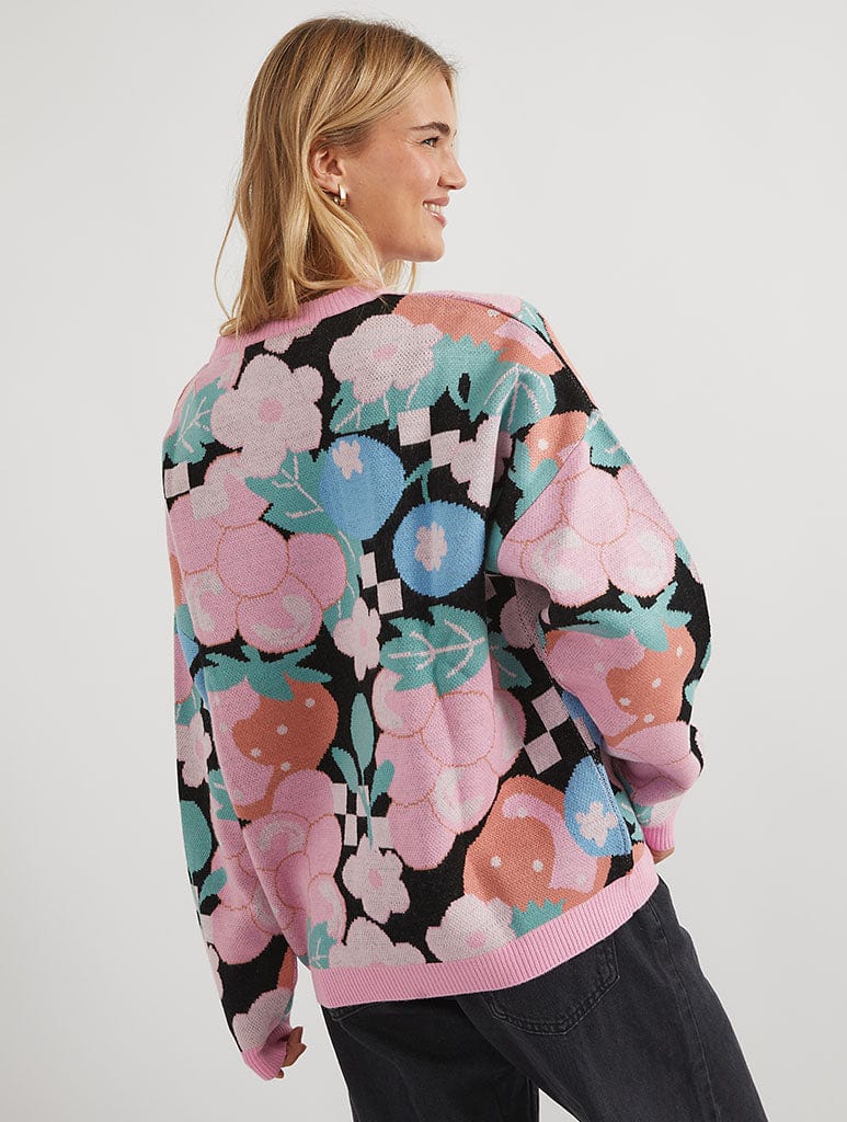 Oversized Fruit Black Knitted Jumper - Image 4