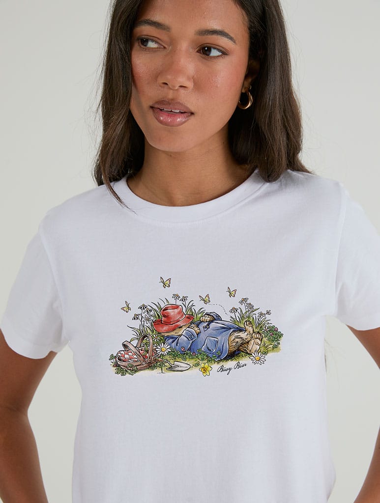Paddington x Skinnydip Busy Bear Baby T-Shirt In White - Image 1