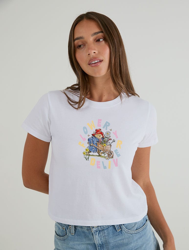 Paddington x Skinnydip Flower Delivery Baby T-Shirt In White - Image 1