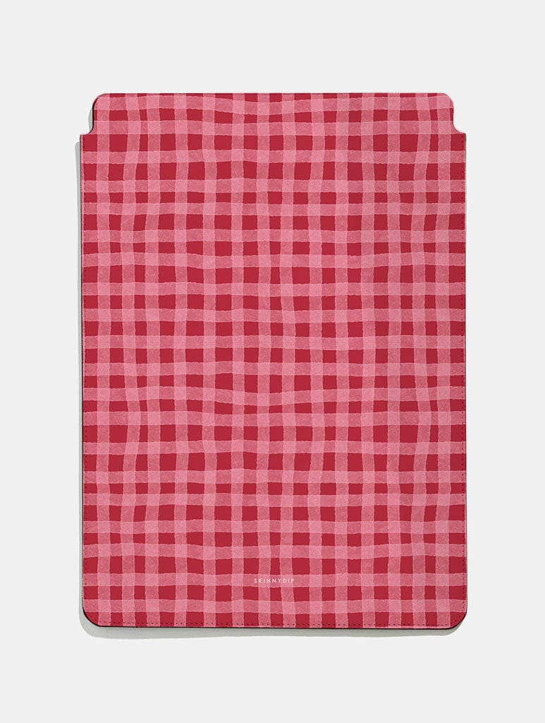 Painted Gingham Red and Pink Tablet Sleeve - Image 1