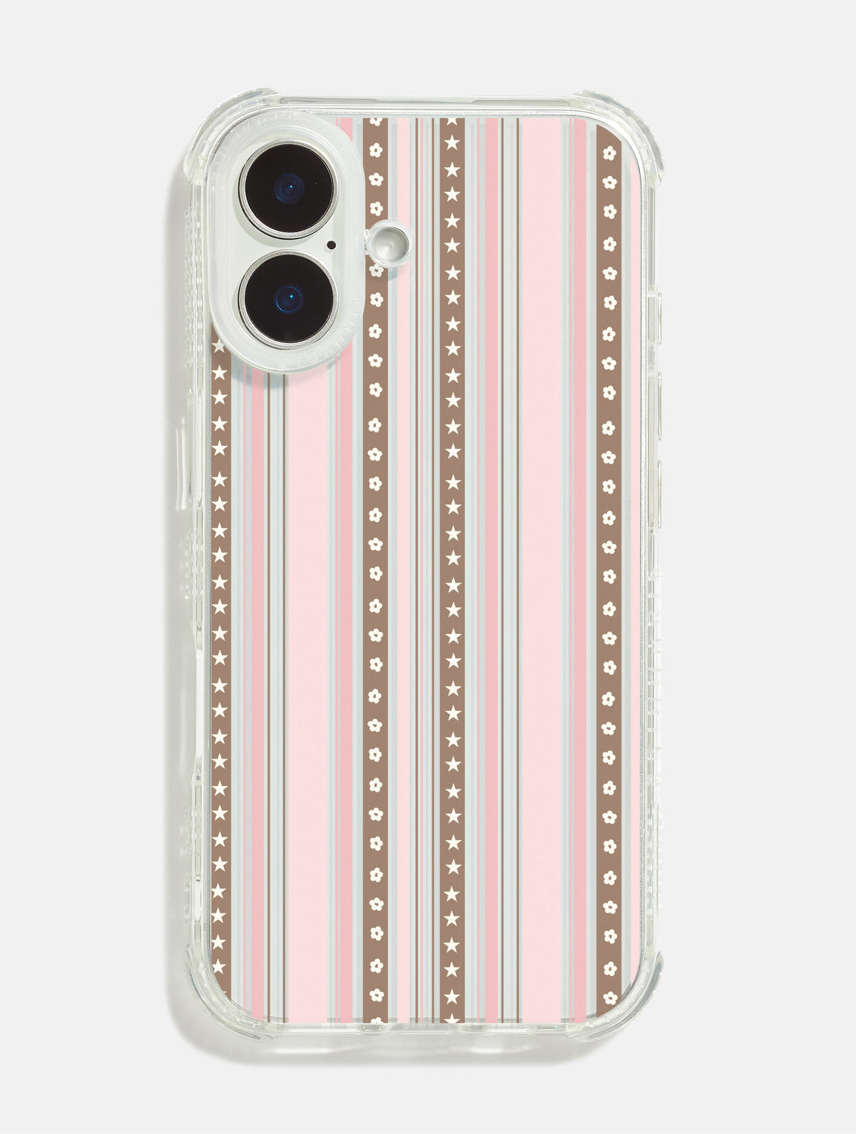 Patterned Stripe Pink & Brown Shock iPhone Case - Image 1