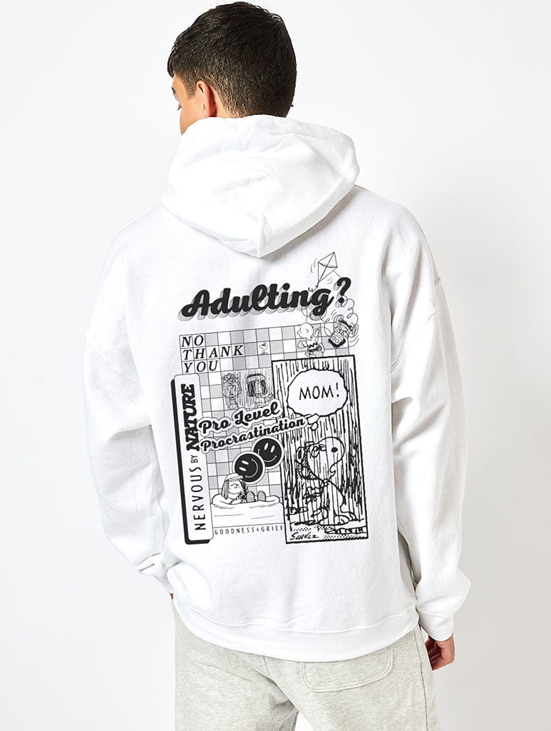 Peanuts x Skinnydip Snoopy Adulting Hoodie in Ecru - Image 3