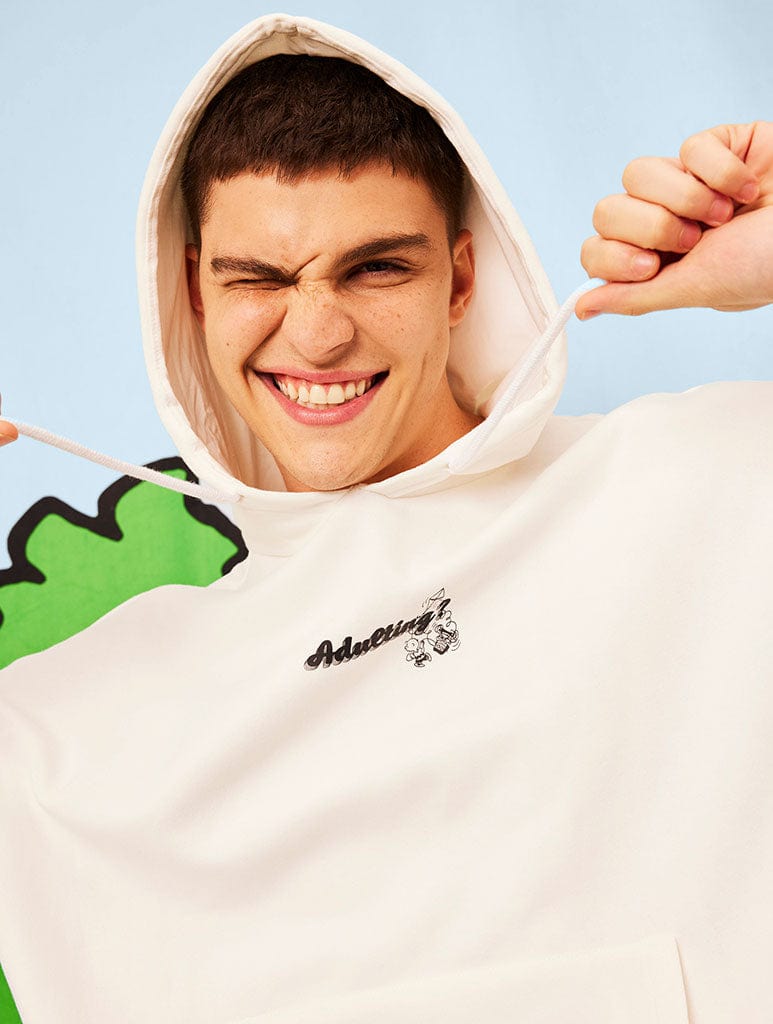 Peanuts x Skinnydip Snoopy Adulting Hoodie in Ecru - Image 2