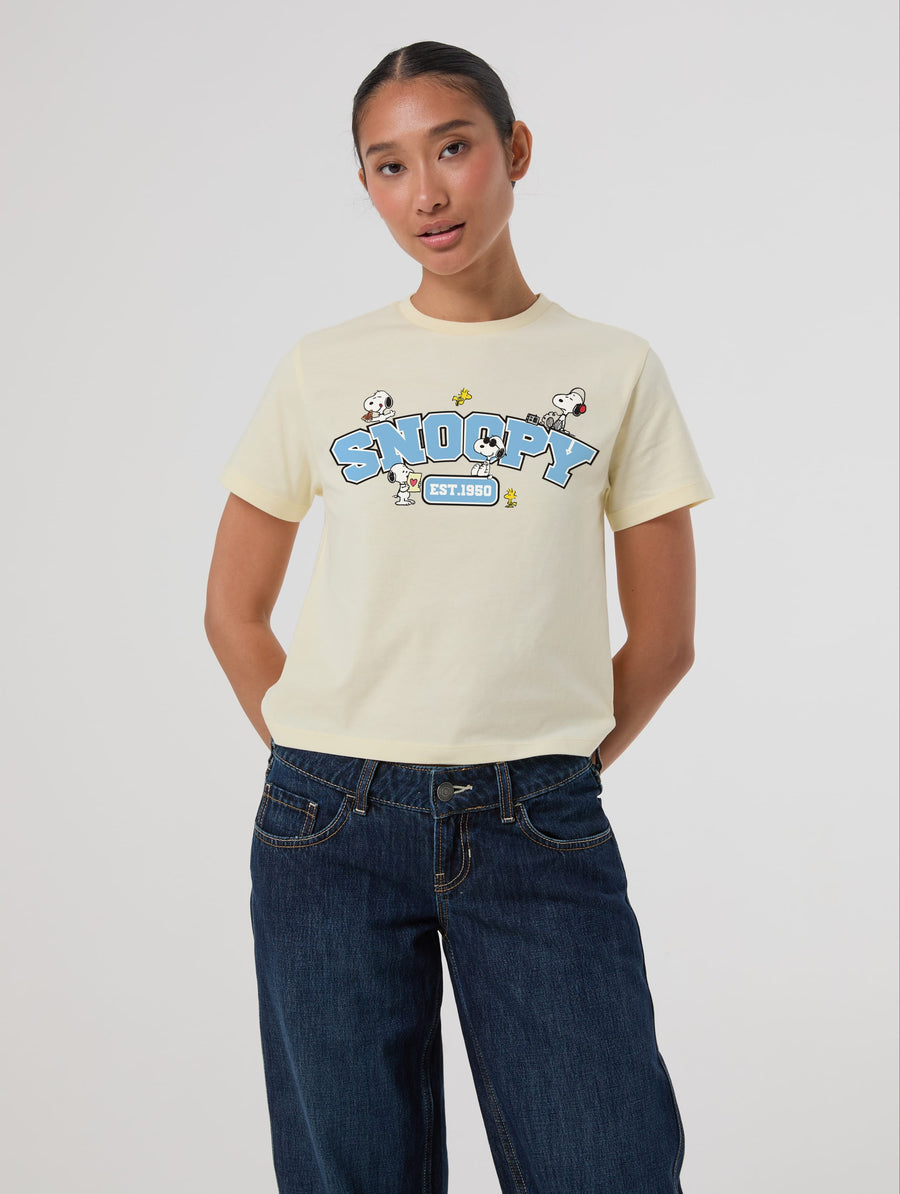 Peanuts x Skinnydip Snoopy Baby T-Shirt In Butter Yellow - Image 1