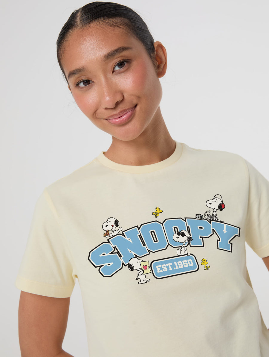 Peanuts x Skinnydip Snoopy Baby T-Shirt In Butter Yellow