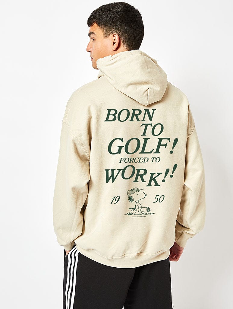 Peanuts x Skinnydip Snoopy Born to Golf Hoodie in Sand - Image 1