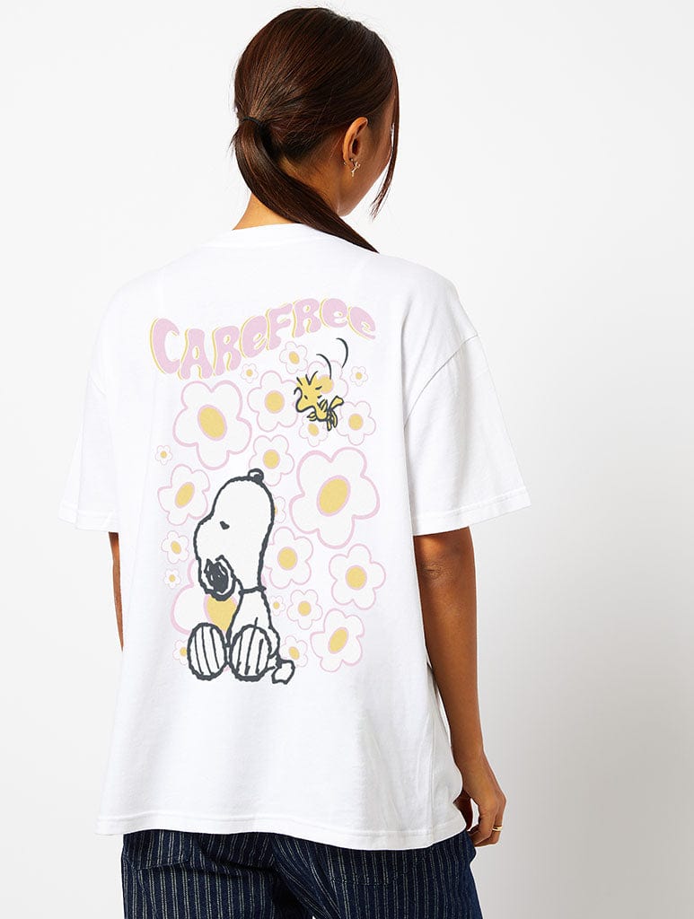 Peanuts x Skinnydip Snoopy Care Free T-Shirt in Ecru - Image 3