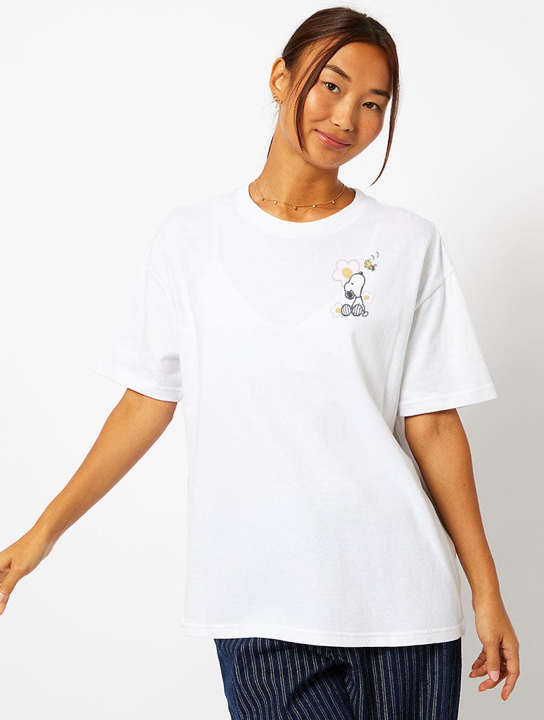 Peanuts x Skinnydip Snoopy Care Free T-Shirt in Ecru - Image 4