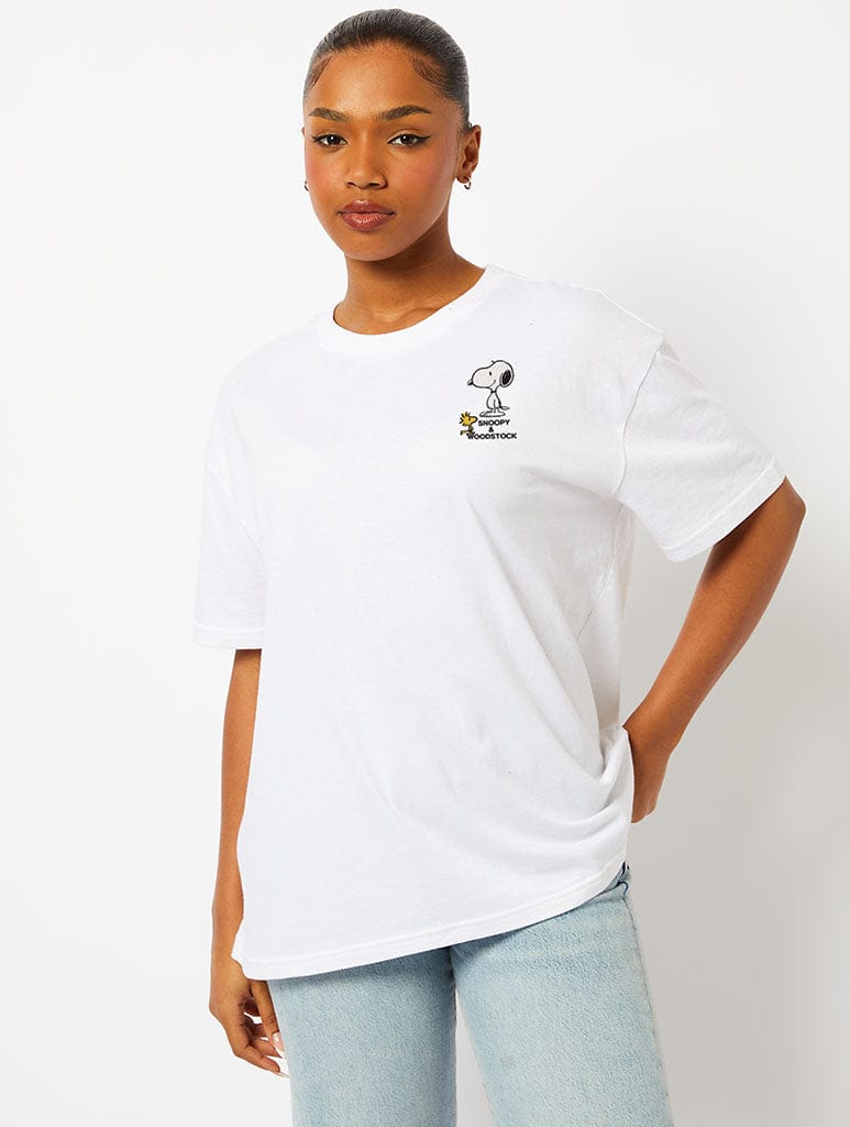 Peanuts x Skinnydip Snoopy Character T-Shirt in Ecru - Image 2