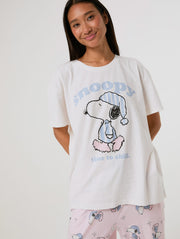 Peanuts x Skinnydip Snoopy Chill T-Shirt and Trouser Set with Eye Mask