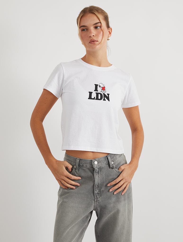 Peanuts x Skinnydip Snoopy I Love London Baby T-Shirt In White - Image 1